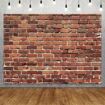 Tela de fondo de fotografía de pared de ladrillo rojo brillante - Fibra de poliéster, adecuada para ceremonias de graduación, fiestas de cumpleaños, reuniones juveniles y decoración del hogar