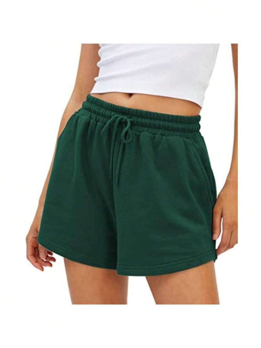 Shorts Athletic Workout Sweat Shorts Women Casual Summer Athletic Shorts Drawstring Comfy Shorts High Waist Running Shorts Spandex Shorts - 綠色 - 查看 1