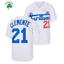 MEAN MACHINE Men's Santurce Crabbers #21 Roberto Clemente Baseball Jersey, Puerto Rico Crabbers, Button Down Embroidered Training Match Sports Shirt - White - View 2