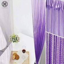 Cortinas con flecos de 39"X78", cortinas de cuentas para puertas, cortinas de cuerda de 100x200cm, cortina de cuentas para vano, panel de ventana divisor de habitación con lindos flecos para fiestas y eventos (Púrpura)