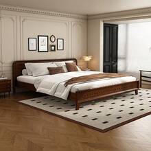 YOGLAD Solid Wood King Size Bed Frame, Queen Size Pine Wood Platform Bed, No Box Spring Needed, Sturdy Modern Farmhouse Style, Under Bed Storage Space, Easy Assembly, Heavy Duty Support For 600 Lbs, Classic Rustic Bedroom Furniture - Dark Walnut - 查看 4