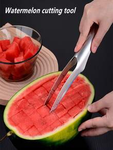 不锈钢西瓜切片机 - 易于抓握，高效水果切割器，切片均匀，非常适合新鲜西瓜的准备，厨房小工具，符合人体工程学设计，坚固耐用 - 彩色 - 查看 2