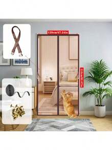 AIYYIPA Cortina de malla magnética para puerta, nuevo diseño con tiras magnéticas completas y autoadhesivas, cortina antimosquitos para sala de estar y dormitorio