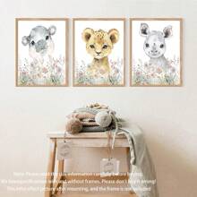 1 Canvas Hanging Picture, Easy To Hang, Bohemian Nursery Wall Art Print, Nursery Decor, Bohemian Kids Room, Boys Room Art, Kids Room Wall Art, Baby Animal Prints, Pastoral Decor.