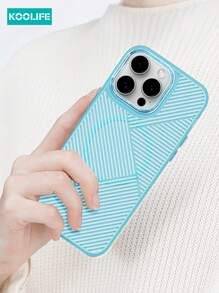 Koolife 1pc Fine Circle Magnetic Anti-Slip Anti-Sweat PC+TPU Splicing Striped Phone Case, Matte Texture, Raised Camera Protection, Suitable Compatible With Apple IPhone11/12/12pro/12plus/13/13pro/13promax/14/14pro/14promax/15/15plus/15pro/15promax/16/16plus/16pro/16promax/16e