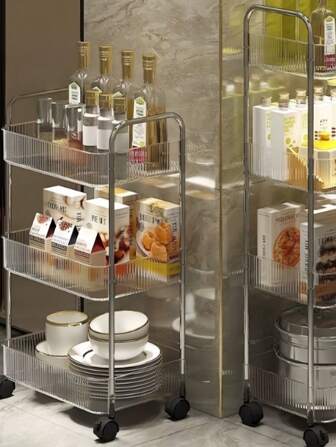 1-delad golvvagn med 360° roterande hjul - Multifunktionell organisering för kök, vardagsrum och sovrum - Lämplig för förvaring av snacks, böcker och diverse - Slitstark plast, finns i svart/vitt, praktisk förvaringsvagn för vardagsrum