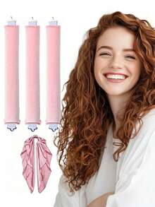 4 Pcs Satin No Heat Hair Curlers Set, 3pcs Heatless Hair Curler For Overnight Curls&1pc Silk Scarf ,Satin Rods For Heatless Curls, No Heat Hair Curlers To Sleep In,Soft Heatless Rod For All Hair Types,No Heat Overnight Sleeping Curls Styling Tools,Include Sleeping Curlers, Hair Dryer Curling Headband, Foam Roller,Girl's Gift,Back To School,Travel Holiday Essentials,Hair Accessories For Women - Multicolor - View 6