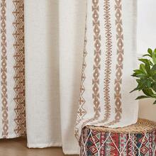 Beige Boho Curtains 2 Panels For Bedroom 84 Inches Long Linen Embroidered Drapes For Living Room Farmhouse Geometric Light Filtering Grommet Window Treatment 55x84 Inch, Taupe On Beige - Nhiều màu - Xem 2