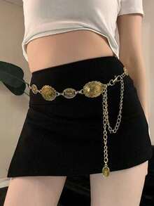 1 件女士时尚金属链条腰带，复古波西米亚风，搭配秋季、万圣节连衣裙和套装 - A - 查看 2