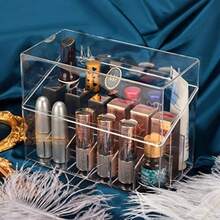 NEWLipstick Holder Display Case 18 Slots Lipstick Organizer Storage With Dust Cover Transparent Acrylic Cosmetic Makeup Lipgloss Rack Holder7.3 - Trong suốt - Xem 5