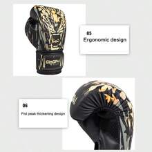 GINGPAI Adult Boxing Gloves For Men, Professional Boxing Gloves 8-16oz, Suitable For Punching, Kickboxing, MMA, Sparring, Bag Training, Thickened - Black - View 11