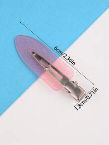 5个/包 女士无痕刘海侧夹，叶子形状发夹，发饰礼品，爪夹，发爪，发夹，发卡，发夹，卡扣夹，鳄鱼夹，学习用品 - 透明粉 - 查看 2