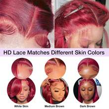 Burgundy Wig Human Hair 28inch 13x4 HD Transparent Lace Straight 99J Red Human Hair Wig Colored Reddish Brown Lace Frontal Wigs 200% Density Pre Plucked With Baby Hair - S99J - 查看 8