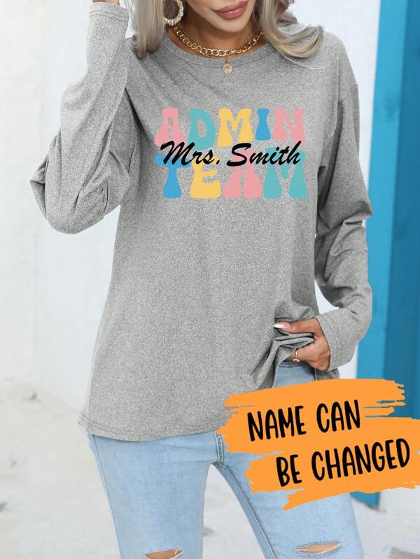 Plus Size Custom Print Long Sleeve Pajama Top, Back To School Season, Fall, Cozy