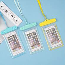 1PC Glow In The Dark Waterproof Mobile Phone Bag, Mobile Phone Waterproof Bag, Swimming Takeout Hanging Neck Mobile Phone Bag, Fluorescent Mobile Phone Bag, Outdoor Sports Swimming Floating Airbag Underwater Photography Mobile Phone Case, Cell Phone Waterproof Bag, Cell Phone Bag Beach Phone Bag Compatible With IPhone 14 13 12 And Other Cell Phones (Green& Pink) - Multicolor - View 3