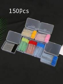 150支/套一次性睫毛刷、眉刷、眉梳、螺旋卷翘睫毛嫁接刷、化妆刷和眉毛移植卷翘梳。双用途螺旋睫毛刷，可用于眉毛和睫毛，具备睫毛刷、睫毛夹、睫毛梳和嫁接工具的功能。 - 彩色 - 查看 1