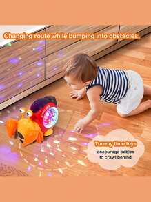 1 pièce Voiture électrique de crabe omnidirectionnelle avec lumières colorées et musique - Cadeau de fête, d'anniversaire, d'Halloween et de Noël, parfait pour les garçons et les filles - Retirez la base ronde avant utilisation - Couleur des accessoires aléatoire