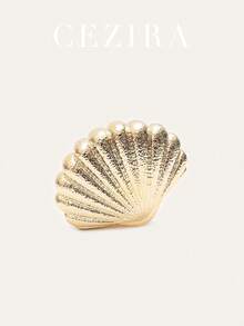 CEZIRA Geantă de seară luxoasă pentru femei, din material ABS strălucitor, în formă de scoică, cu închidere magnetică, lanț metalic lung, geantă compactă și rigidă, la modă și distinctivă, potrivită pentru evenimente formale, petreceri, gale, călătorii, vacanțe și multe altele - Multicolor - Vizualizare 10