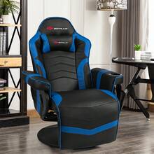 Massage Gaming Recliner Reclining Racing Chair Swivel - Blue - View 3