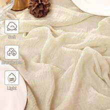 2 piezas Mantel de mesa de estilo bohemio en color marfil y crema de tela de queso, adecuado para baby shower, decoración de boda, fiesta festiva, mesa de comedor