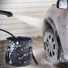 Cubo Plegable Ultraligero para Exteriores con Asa de 20L (5.2 Galones), Portátil para Pesca, Acampar, Playa, Baño y Jardinería - Negro - Ver 7