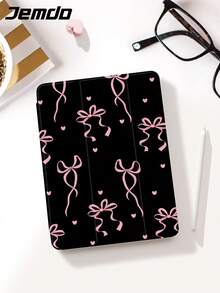 1 件粉色蝴蝶结和心形图案保护壳/保护套，适用于 Apple Tablet 10.2 英寸、Apple Pro 11 2021/2020/10th Gen/Mini 6，兼容 Apple (A16) 11 英寸 11th Gen 2025、Apple Air 5th Gen 2022，带铅笔槽，防摔，支持自动睡眠/唤醒 - 彩色 - 查看 2