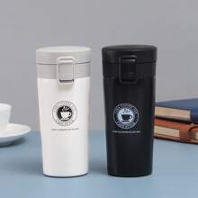 1 pièce Tasse à café en acier inoxydable de 380 ml/12,8 oz avec couvercle rebondissant, double couche étanche, convient pour la voiture, le bureau, le café américain, le jus, les boissons chaudes et froides pendant des heures