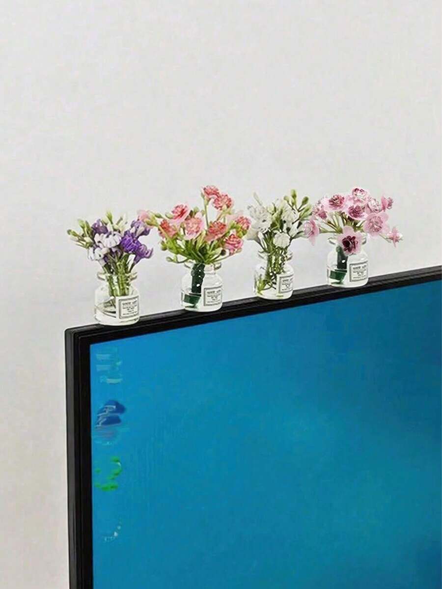 6件/9件/4件/套，3件/套，或1件[随机款式]可爱花瓶套装桌面装饰，减压小雕像配件，迷你桌面装饰，电脑显示器，办公空间，用于学校用品，返校