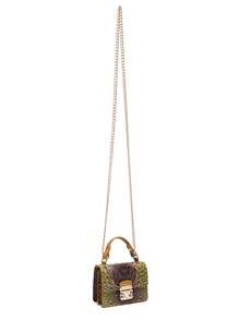 Crocodile - Embossed Mini Top - Handle Bag: Chain Strap, Dual - Compartment Design For Chic Daily Looks - Goldfish Brown - View 8