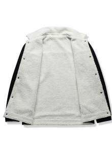 1 pieza Chaqueta deportiva casual con forro térmico para hombre, chaqueta térmica de borreguito de moda y versátil para otoño/invierno