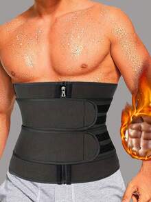 1pc Men's Sports Waist Trainer, Slimming Body Shaper, Belly Wrap, Fitness Shapewear - Black - View 9