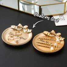 1pc Customized Jewelry Tray, Nordic Style Resin Bow Tie Metal Color Jewelry Dish, Earring Holder, Jewelry Display Stand, Jewelry Storage Tray, Jewelry Photography Props