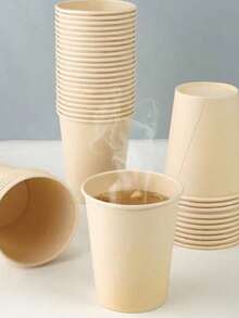 餐厅用棕色纸杯 - 一次性冷热饮杯 - 适合派对、活动和小型企业 - 耐用餐具用品茶、家用和商用饮水杯、旅行、露营、派对用品 - 棕色 - 查看 5