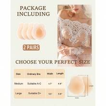 QY Seamless Added Lift UltraThin Sticky Pasties Nipple Covers Silicone Strapless Adhesive Bras Breast Petals 8380 - Large - 查看 4