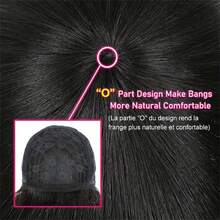 Elegant Short Bob Human Hair Wig With Bangs For Women, 200% Density, Glueless Straight Full Machine Made, Natural Black - Rose Net Cap, Comfortable & Stylish For Casual Attir - S1 - Xem 8