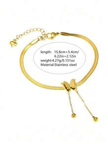 3入組18k鍍金不鏽鋼蝴蝶形項鍊和耳環,鑲有透明水晶,適合作為女性節慶禮物 - 金黃色 - 查看 18