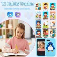 Mini Lern-Handy Spielzeug mit 32GB Karte, 2,8" Touchscreen mit süßer Pinguin Silikonhülle, Dual-Selfie-Kameras + Musikplayer, 10 Fabeln & 26 Buchstaben Lernen, perfektes Halloween & Weihnachtsgeschenk für Jungen Mädchen 3-12 Jahre