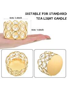 24pcs Multi-Piece Set Crystal Tealight Candle Holders Bulk, Votive Candle Holder Stands With Diamond Design For Table Centerpieces Wedding Party Home Decor And Holiday Favors (Gold)