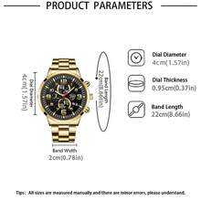 3入組豪華男士商務手錶和珠寶組合-耐用的不銹鋼，石英運動，附有日曆-任何場合的理想禮物 - 金色 - 查看 7