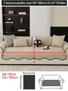 1pc Versatile Chenille Sofa Cushion Cover, Modern Simple Anti-Slip Sofa Seat Protector, Dust-Proof And Washable Sofa Slipcover, Beige Fashionable Soft Non-Fading Non-Shedding Bedroom Decor Pet-Friendly Cover, Adjustable For Corner Sofa, Bedroom, Office, Living Room Combination Furniture, L-Shaped Sofa And 1/2/3/4 Seat Sofa - Beige - View 18