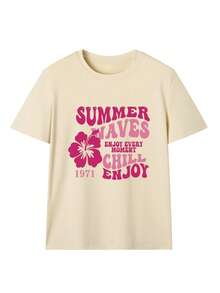 3件套夏季新款简约时尚可爱碎花圆领短袖T恤，百搭日常休闲女装粉色 - 粉色 - 查看 7