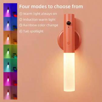 GOOD Luce notturna a sensore di movimento RGB, lampada atmosferica ricaricabile, applique a LED portatile a batteria per feste e decorazione interna