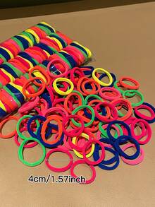 100pcs Colorful Hair Scrunchies, Non-Damaging Elastic Hair Ties, Suitable For Daily And Party Use, Recommended Hair Accessory Gift,Travel,Birthday - Multicolor - View 6