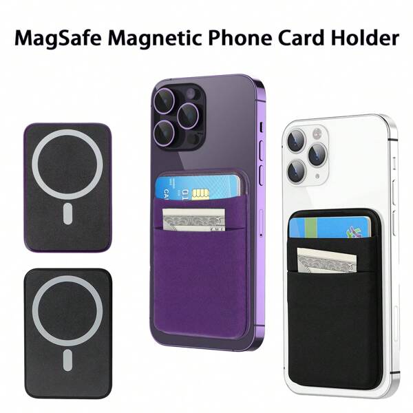 Rekbare magnetische telefoonhoes, compatibel met MagWallet, magnetische kaarthouder voor de achterkant van de telefoon, compatibel met iPhone 15/14/13/12 Pro Max/Pro/Plus/Mini en Mag-Case