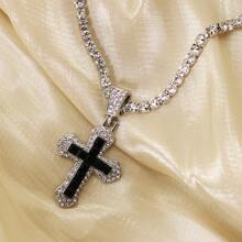 1 Pc Cross Rhinestone Pendant Choker Necklaces Fashion Hip Hop Rapper's Neck Jewelry Gift Zinc Alloy Whistle Pendant Outdoors Sounded Survive Tool Necklace Punk Jewelry