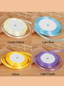 1 Roll 0.6cm Wide Satin Ribbon, Rainbow Ribbon, Gift Wrapping Ribbon, Polyester Woven Ribbon, Creative DIY Decorative Tying Ribbon, Woven Fine Cake Packaging Material Bow Ribbon, Suitable For Women, Weddings And Other Occasions - Multicolor - View 9