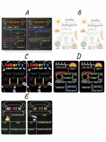 Letrero personalizado del primer día de clases Nombre personalizado Accesorios para fotos Pizarra reutilizable estilo pizarra para recuerdo de la primera clase de niñas Plantilla de relleno colorida para fotografía del hito escolar Preescolar, Jardín de infantes, Escuela primaria, Sesión de fotos del primer día de clases, Letrero de pizarra, Letrero de vuelta a clases - Multicolor - Ver 3