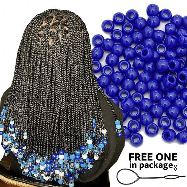 100pcs Hair Beads Pony Beads For Hair Braids 10x12mm Plastic Bead With Large Hole For African Royal Blue Color Hair Bead Accessories Hair Ring, Beauty, Hair Styling Kit, Hair Tool Kit, Hairstyling Set