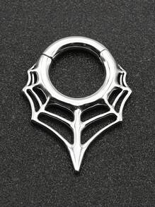 1Pc Large Gauge Spider Web Shaped Magnetic Copper Ear Lobe Piercing Septum Piercing Nose Ring Punk Cobweb Hoop Earring 4G 5x18mm Body Jewelry