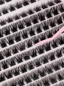 MEM 350pcs Individual False Eyelashes, Eyelash Book, Cluster Eyelash Extensions, DIY Cluster Eyelash Extensions For Home Use - Hitam - View 5